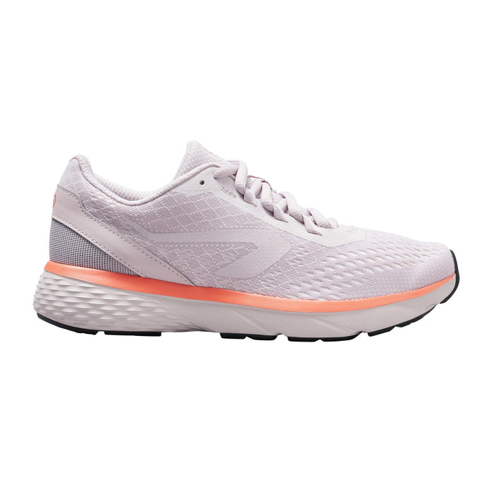 Chaussures de Running Femme Décathlon Kalenji Run Support – Baskets de Jogging Amorti et Stabilité – Gris Clair / Orange